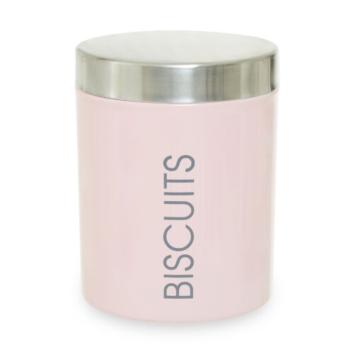 Functional Design Light Pink Biscuit Canister, Chic Design Metal Canister, Durable Stainless Steel Canister
