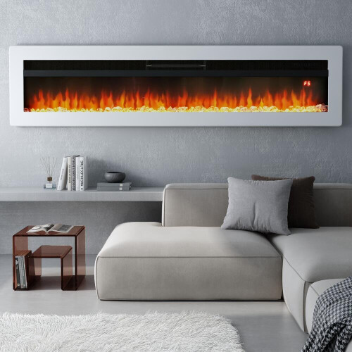 Living And Home (White) 50 Inch Insert/Wall Mounted LED Electric Fireplace 1