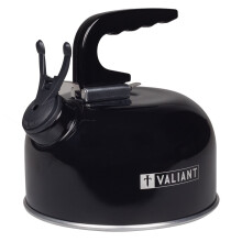 Valiant Portable Camping Whistling Kettle - 1 Litre - Black