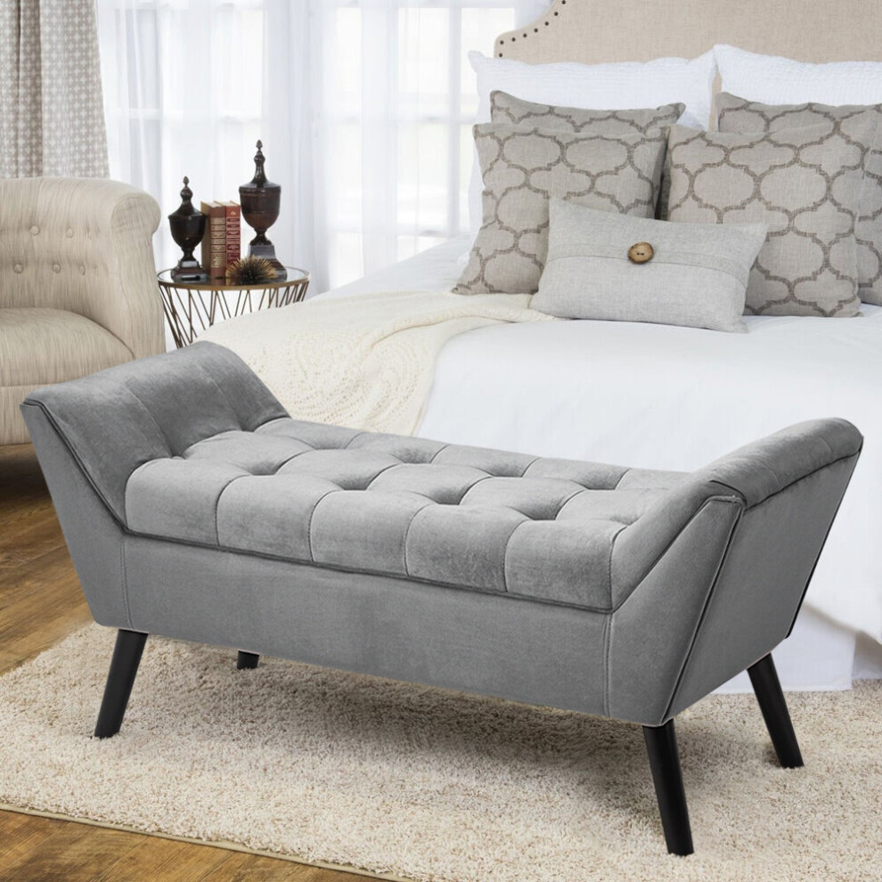 (Grey) Ottoman Bed End Sofa Couch Chair Footstool