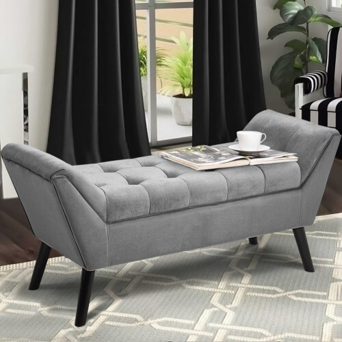 Living And Home (Grey) Ottoman Bed End Sofa Couch Chair Footstool 1