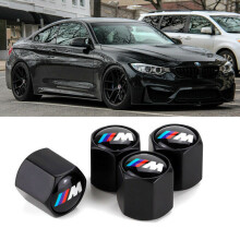 4x Chrome Metal Wheel Valve Dust Caps for BMW X3/X5 – M Logo Tire Valve Caps Set