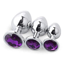 Jin YuLong - Set di 3 tappi per massaggio per principianti in acciaio INOX, giocattolo per donne e uomini, viola