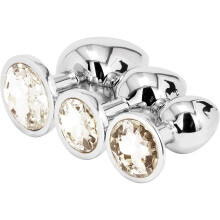 HOKPLITE Stainless Steel Metal Trainer Kit 3 Piece Set Diamond Used for Man or Women It Makes a Surprise for Your Lover Whenever You Bend Over White (