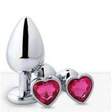 AB36-3Pcs/Set Luxury Gem Jeweled Design Heart Shaped Stainless Steel Btt Pl'ugs Stimul?tor Beginners for Men and Women Best Idea for Gift (Pink)