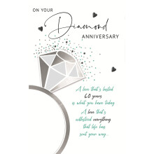 Diamond 60th Embellished Anniversary Greeting Card Words To Cherish Cards