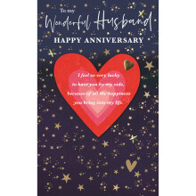 Wonderful Husband Embellished Anniversary Greeting Card Words To Cherish Cards