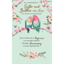 Sister & Brother-In-Law Embellished Anniversary Greeting Card Words To Cherish