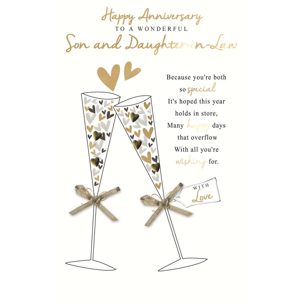 Second Nature Son & Daughter-In-Law Embellished Anniversary Greeting Card Words To Cherish