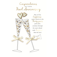 Pearl 30th Embellished Anniversary Greeting Card Words To Cherish Cards