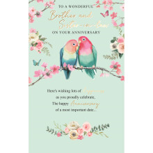 Brother & Sister-In-Law Embellished Anniversary Greeting Card Words To Cherish