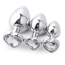 3 Size Heart Shaped Diamond Massag-er Toys -Jewelry meiqi Stainless Steel Toys for Women and Couples Beginner (White)