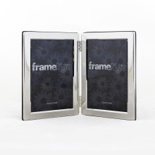 (4"x6" (10x15cm)) Silver Plated Photo Frame Picture Modern Flat Gift Double Sided Hinged All Sizes