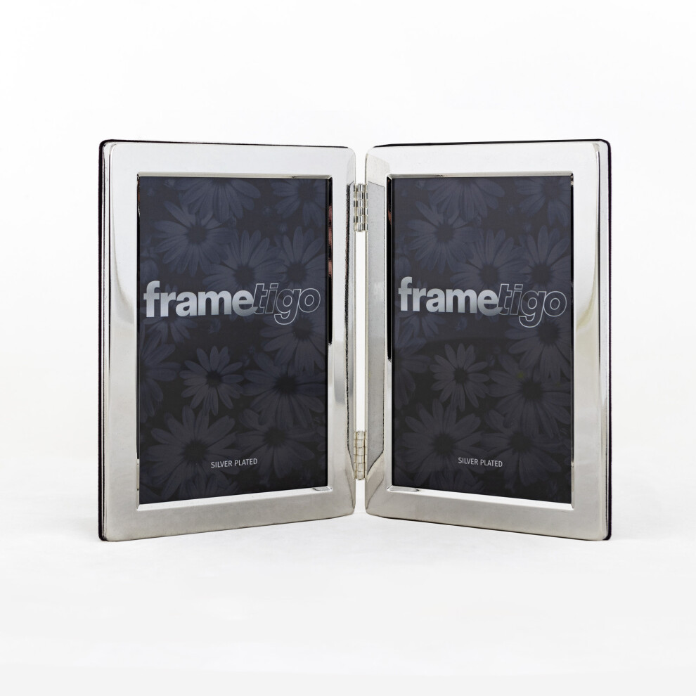 (6"x8" (15x20cm)) Silver Plated Photo Frame Picture Modern Flat Gift Double Sided Hinged All Sizes