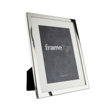 (6"x8" (15x20cm)) Silver Plated Photo Frame Modern Picture White Mount Freestanding Gift Box
