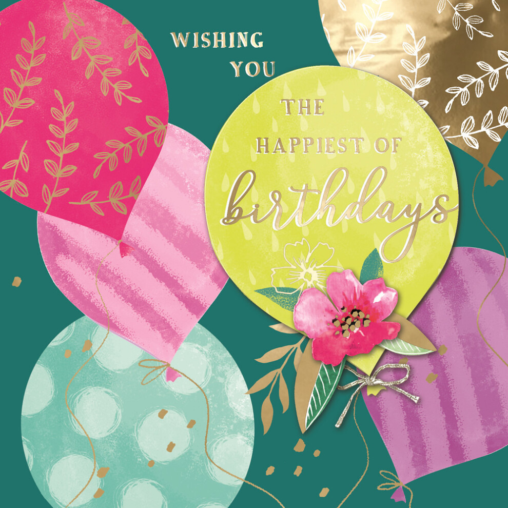 Happiest O Birthdays Balloons Embellished Birthday Greeting Card Primrose Cards