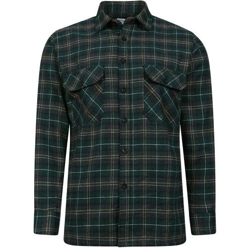 (Green, 3XL) Mens Long Sleeve Check Shirts Work Flannel Shirt