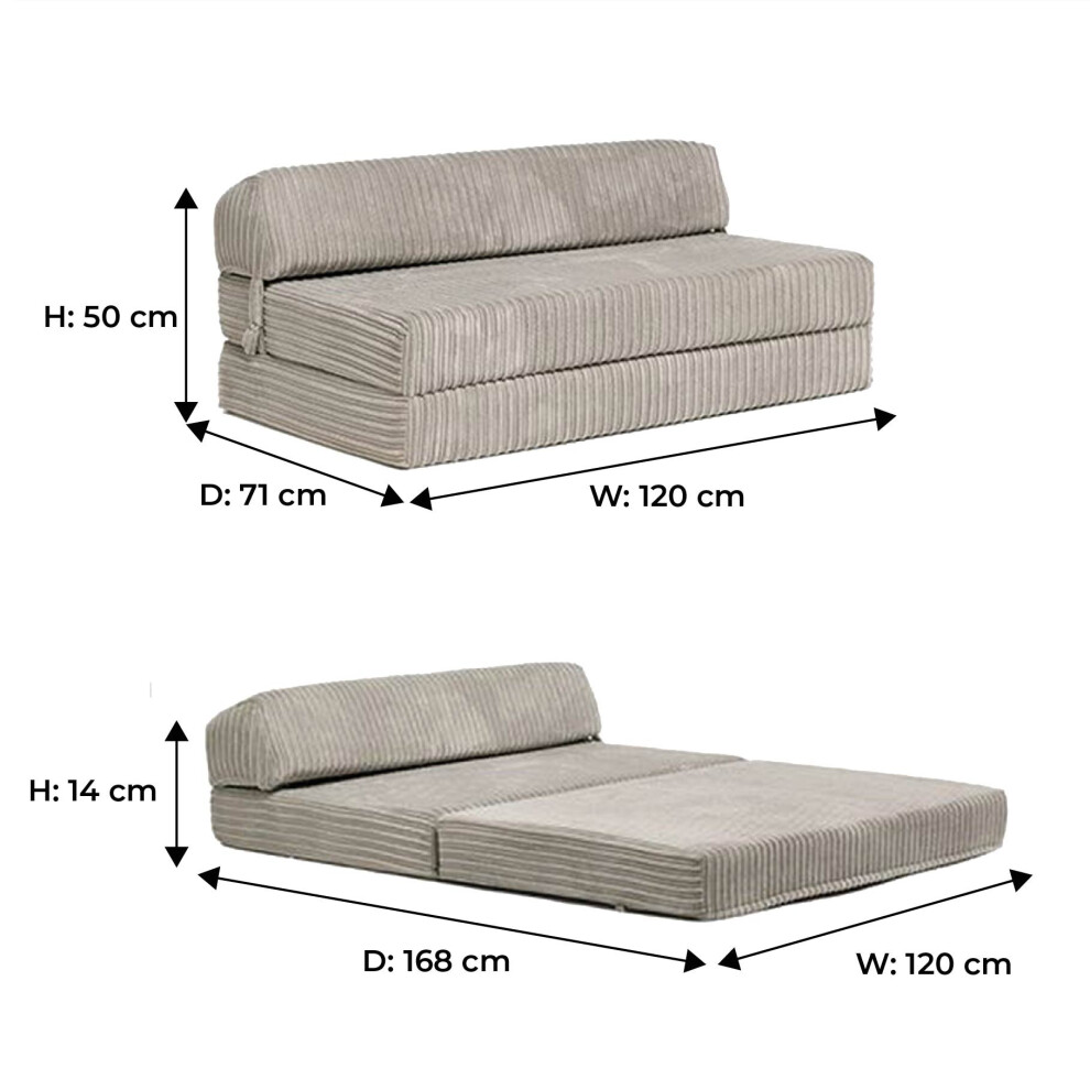 Jumbo Cord Fold Out Z Bed Sofa Seat Single Double Size Folding