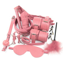 forocean Pink 10Pcs/Set Binding Suit Plush Yoga Leather Winter Gear S?x Kit H?ndcuff Whip Blindfold Cosplay Queen Rtr?t for Partner Fun Toy Passionate