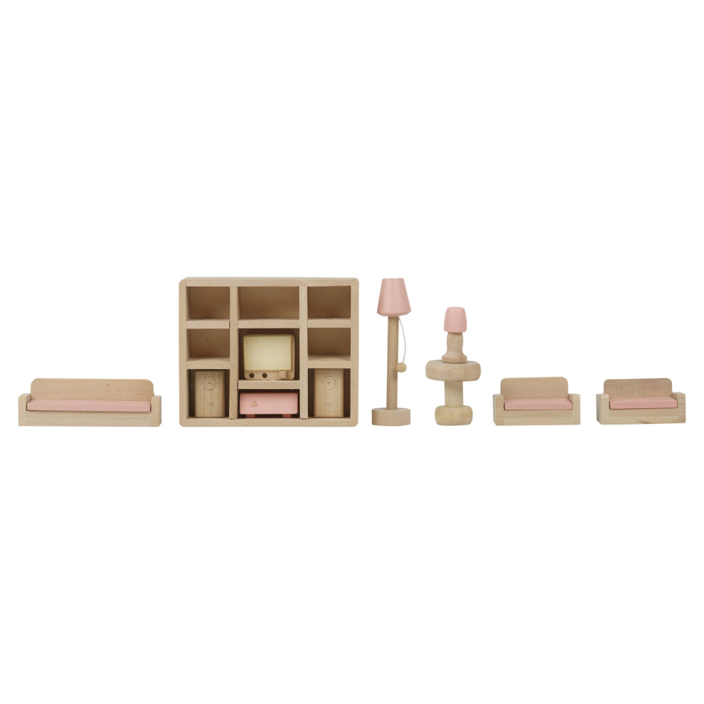 (Living Room) Kids Wooden Furniture Sets Bath Bedroom Doll House