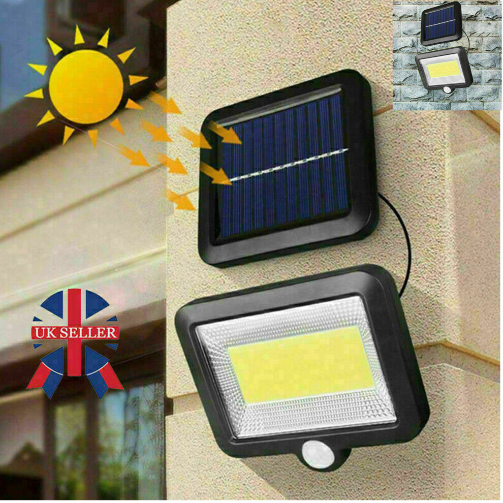 100 LED Solar Powered PIR Motion Outdoor Garden Light Security Flood Wall Lamp