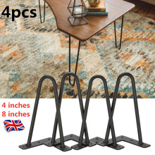 (8''/20cm-2Prong) 4 x Hairpin Table Legs Set for Bench Metal Steel