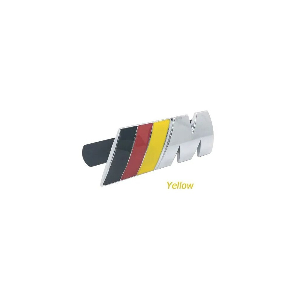 (yellow) 1pcs 3D Metal ///M M Power Car Front Grille emblem Chrome Badge Emblem For BMW