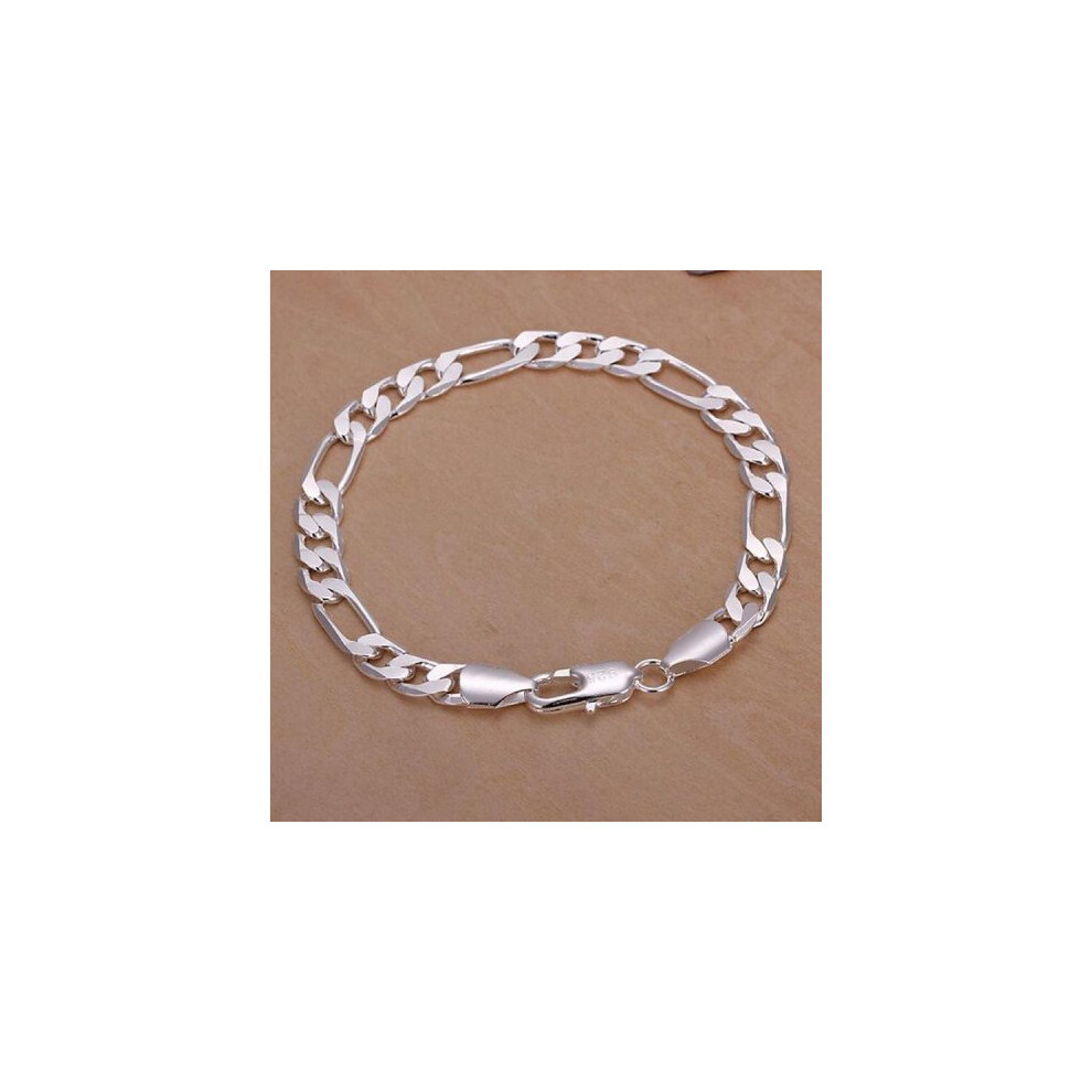 8MM 925 Sterling Silver Solid Classic Women Men's Bracelets