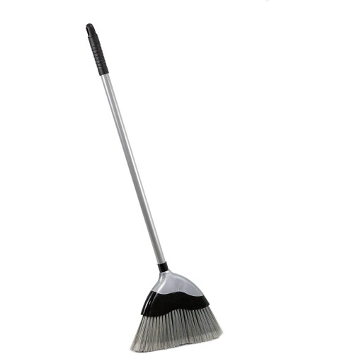 Soft Angled Indoor Kitchen Broom with Telescopic Handle, Silver - 78-132cm, Angled Head, 102789