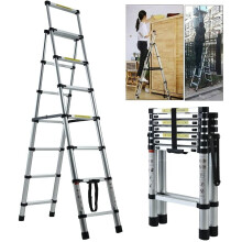 6+7 telescopic step ladder Aluminium Heavy Duty 150KG/330lb for home/office