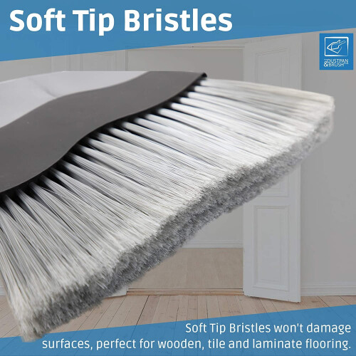 Soft Angled Indoor Kitchen Broom with Telescopic Handle, Silver - 78-132cm, Angled Head, 102789 1