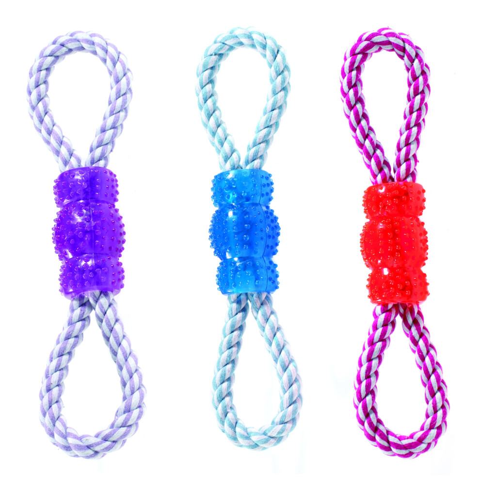 1 x Dog Toy Rope Puppy Pull Vinyl Tug Fetch 210mm Super Strong - Assorted Colours