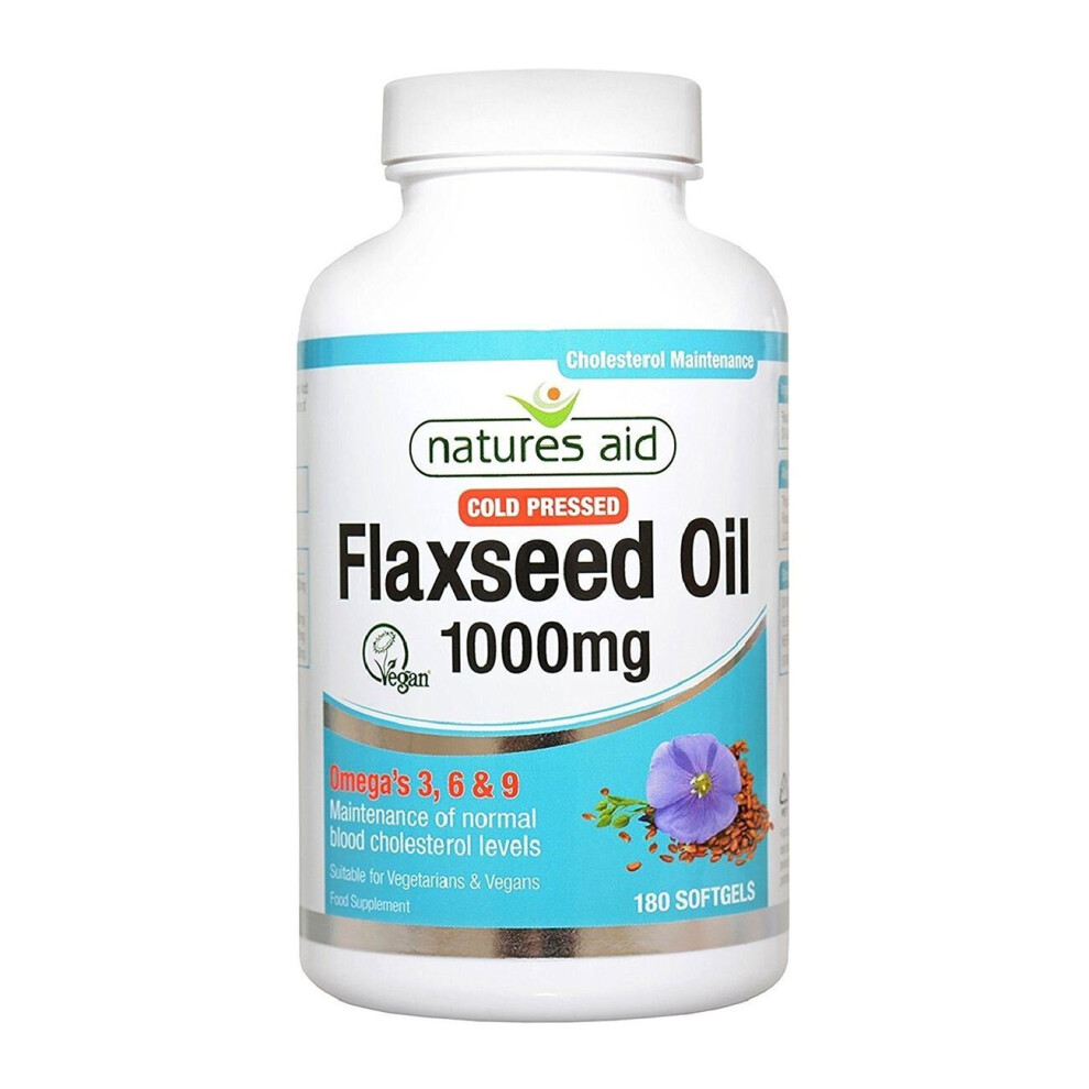 Natures Aid Flaxseed Oil 1000mg 180 Capsules