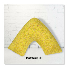 (Pattern #02) Hollow Fiber V Pillow with Free Printed V Pillowcase for Maternity Nursing Back Neck & Shoulder Support In different Colours