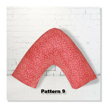 (Pattern #09) Hollow Fiber V Pillow with Free Printed V Pillowcase for Maternity Nursing Back Neck & Shoulder Support In different Colours