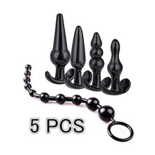 ? Silicone Black Pl?g with Candy Colorful Jelly Love Beads Lovely Balls Beaded Kegel Balls Exercise Kit for Couple