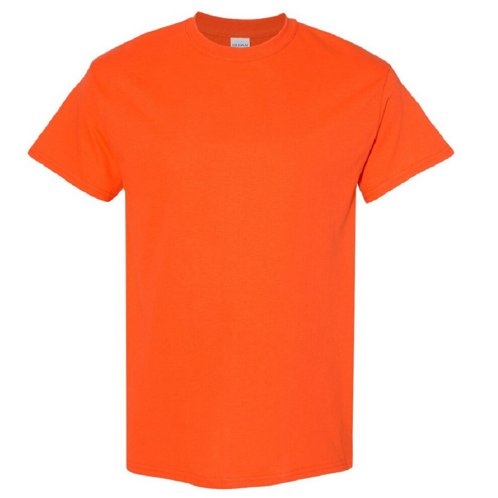 (S, Orange) Gildan Mens Heavy Cotton Short Sleeve T-Shirt