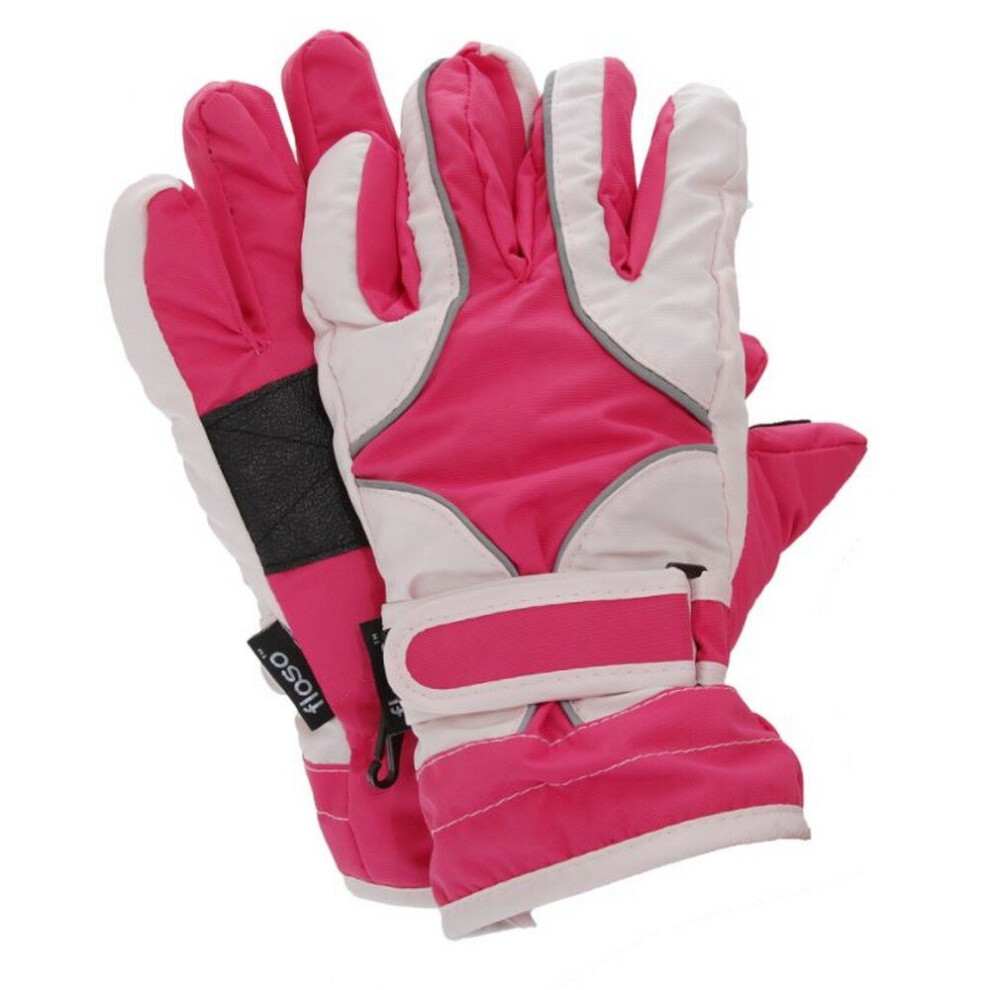 (9-12 Years, Pink) FLOSO Childrens/Kids Girls Heavy Duty Waterproof Padded Thermal Ski/Winter Gloves