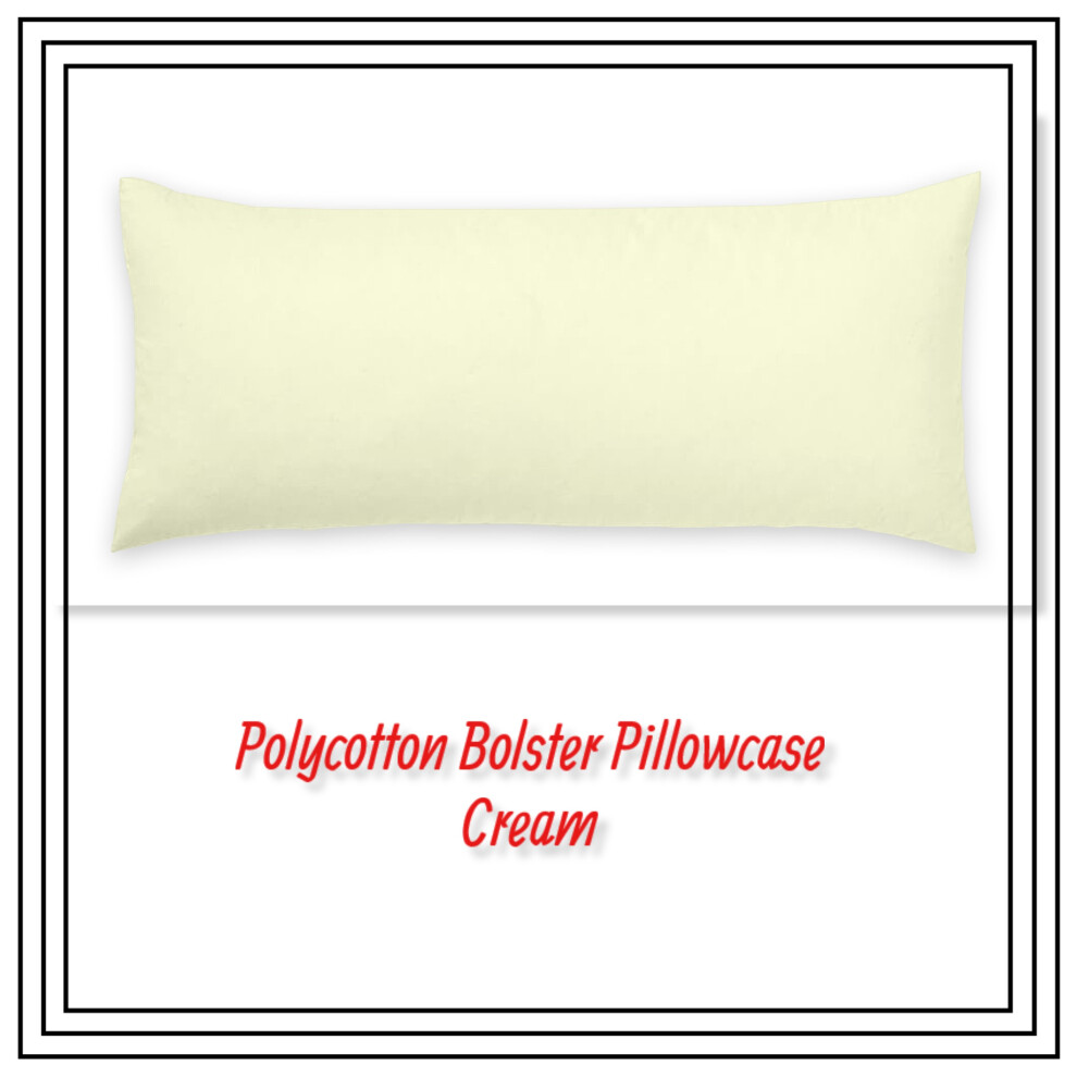 (Cream, Double 4ft 6'') Bolster Pillowcase Polycotton Ortopaedic Maternity Pregnancy Support Cream Silver White Color Pillowcover Only in all Sizes