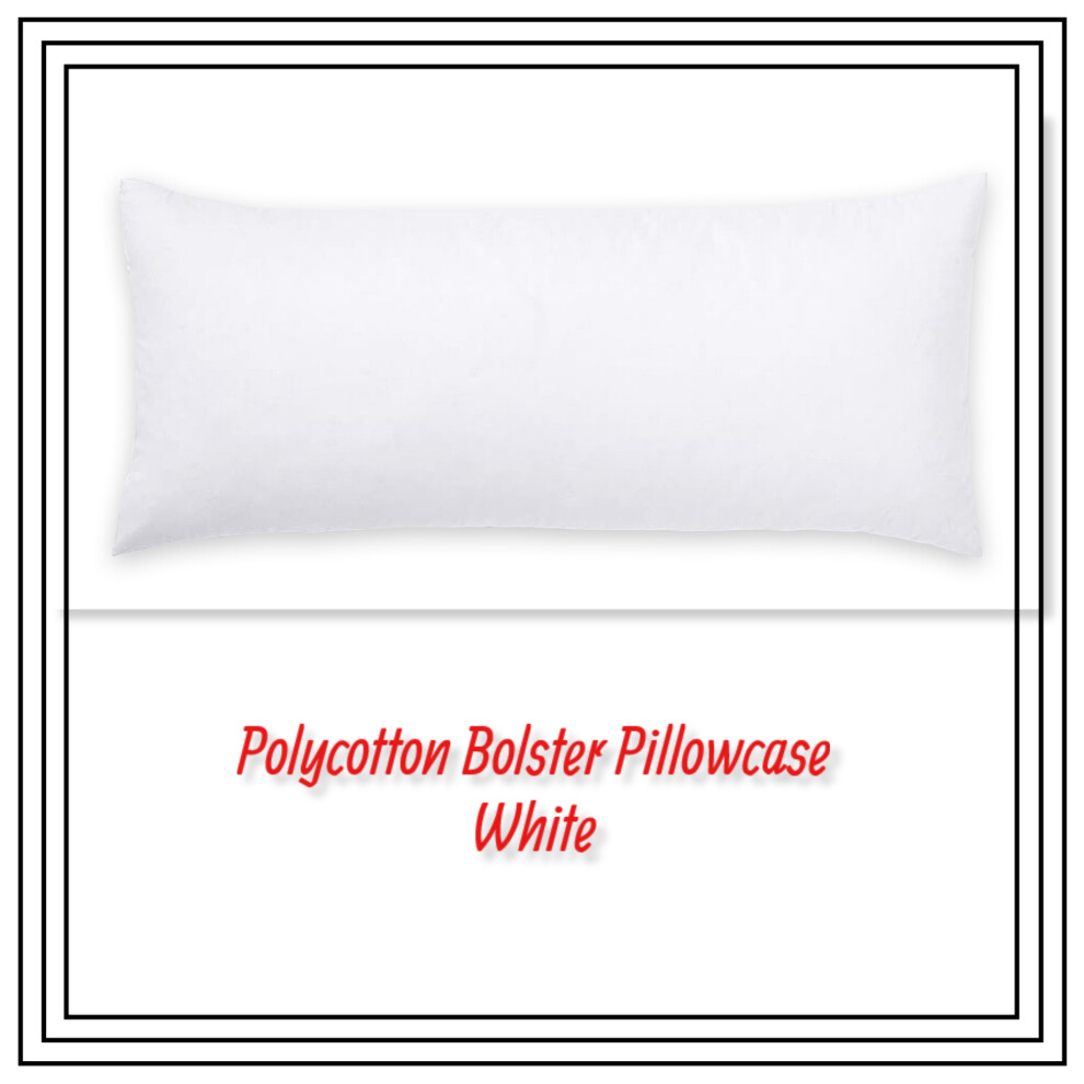 (White, Single 3ft) Bolster Pillowcase Polycotton Ortopaedic Maternity Pregnancy Support Cream Silver White Color Pillowcover Only in all Sizes