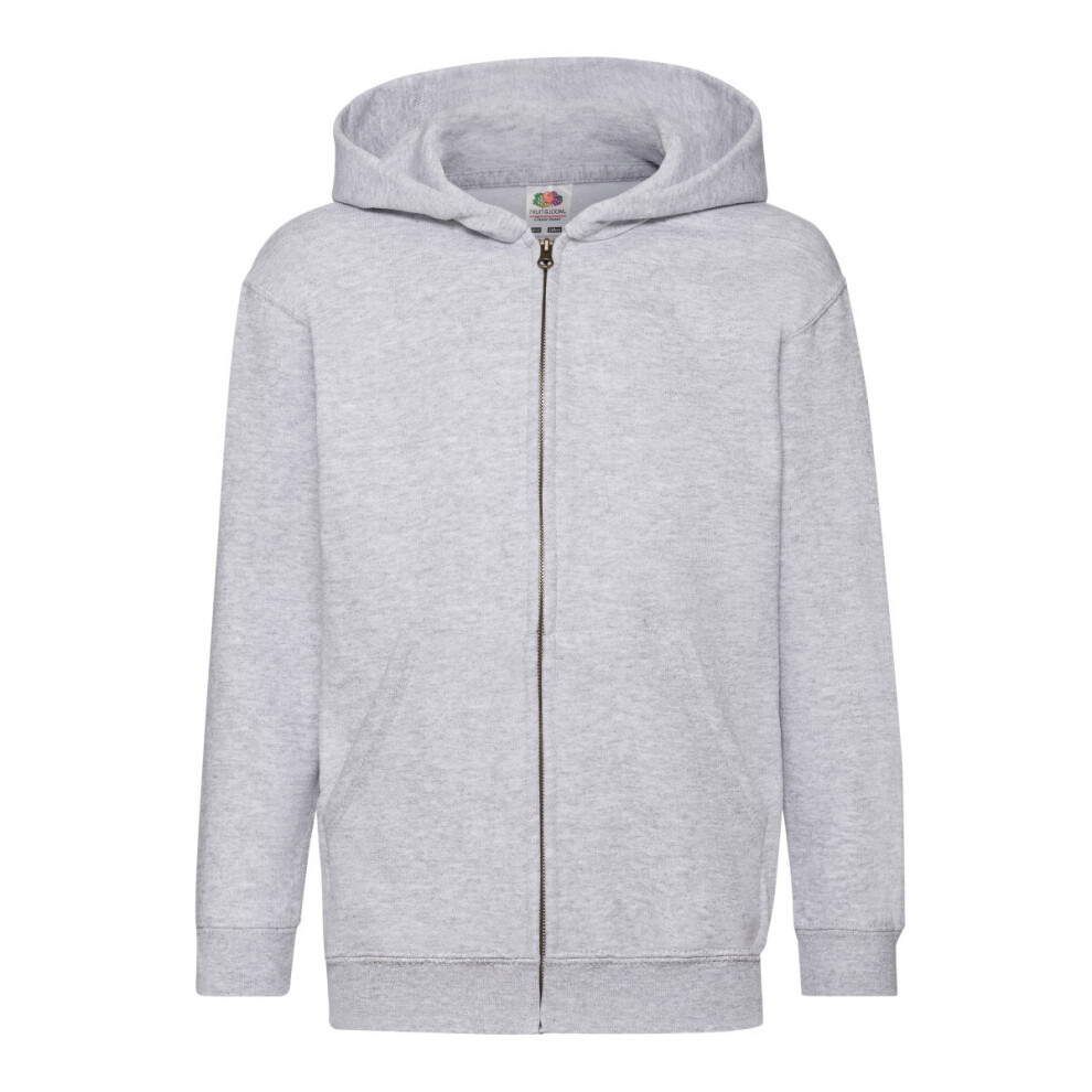 (14-15, Heather Grey) Fruit Of The Loom Childrens/Kids Unisex Hooded Sweatshirt Jacket