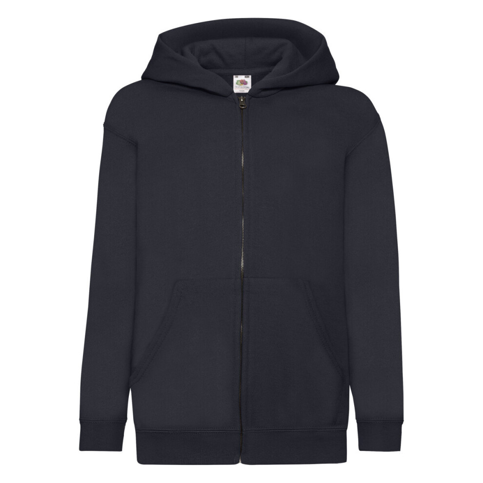 (12-13, Deep Navy) Fruit Of The Loom Childrens/Kids Unisex Hooded Sweatshirt Jacket