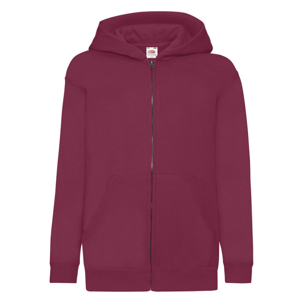 (9-11, Burgundy) Fruit Of The Loom Childrens/Kids Unisex Hooded Sweatshirt Jacket