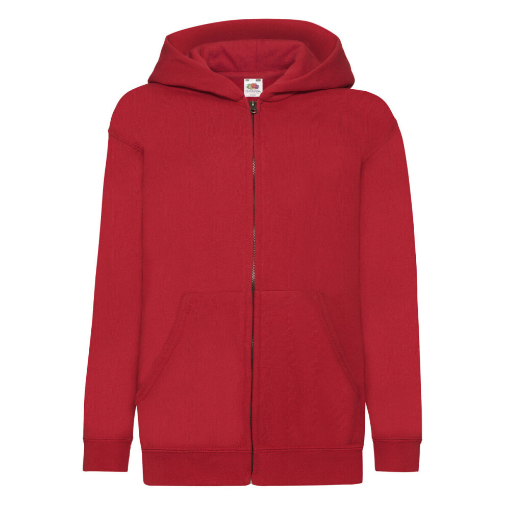 (7-8, Red) Fruit Of The Loom Childrens/Kids Unisex Hooded Sweatshirt Jacket