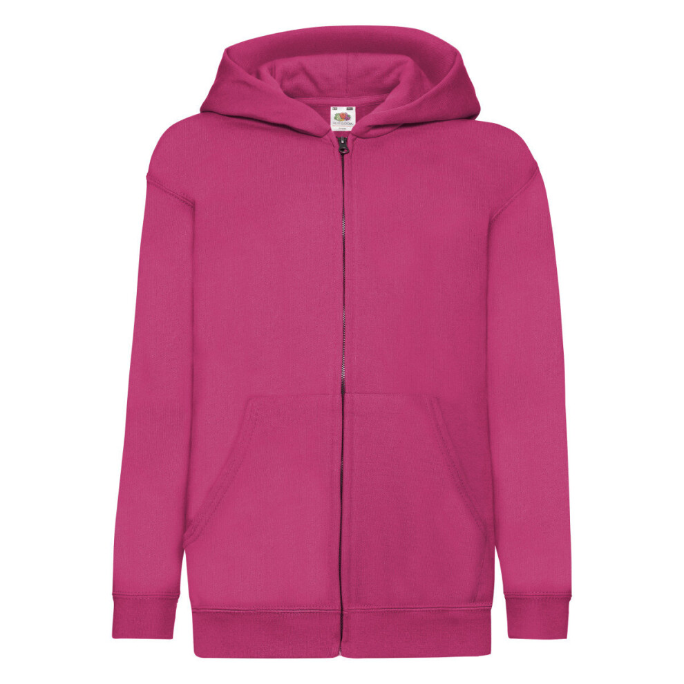 (12-13, Fuchsia) Fruit Of The Loom Childrens/Kids Unisex Hooded Sweatshirt Jacket