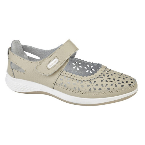 (6 UK, Beige) Boulevard Womens/Ladies Wide Fitting Window Back Punched Bar Shoes