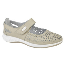 (7 UK, Beige) Boulevard Womens/Ladies Wide Fitting Window Back Punched Bar Shoes