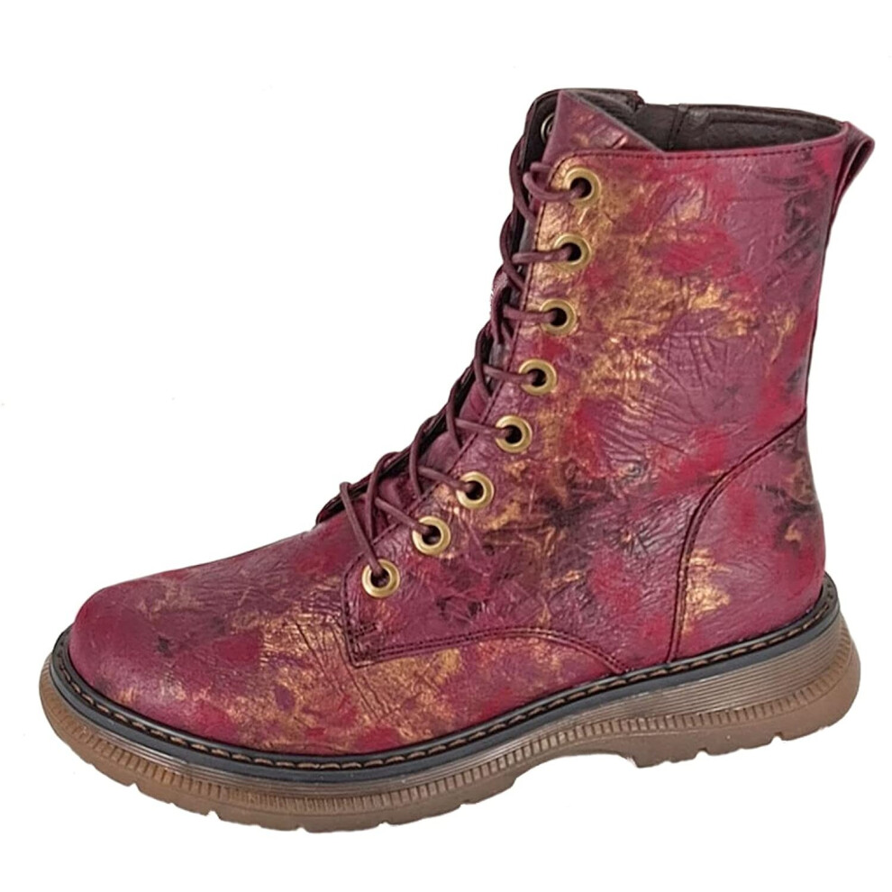 (8 UK, Burgundy/Bronze) Cipriata Womens/Ladies Annetta Combat Boots