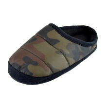 (11-12 UK Child, Khaki) Childrens/Kids Camo Puffer Slippers