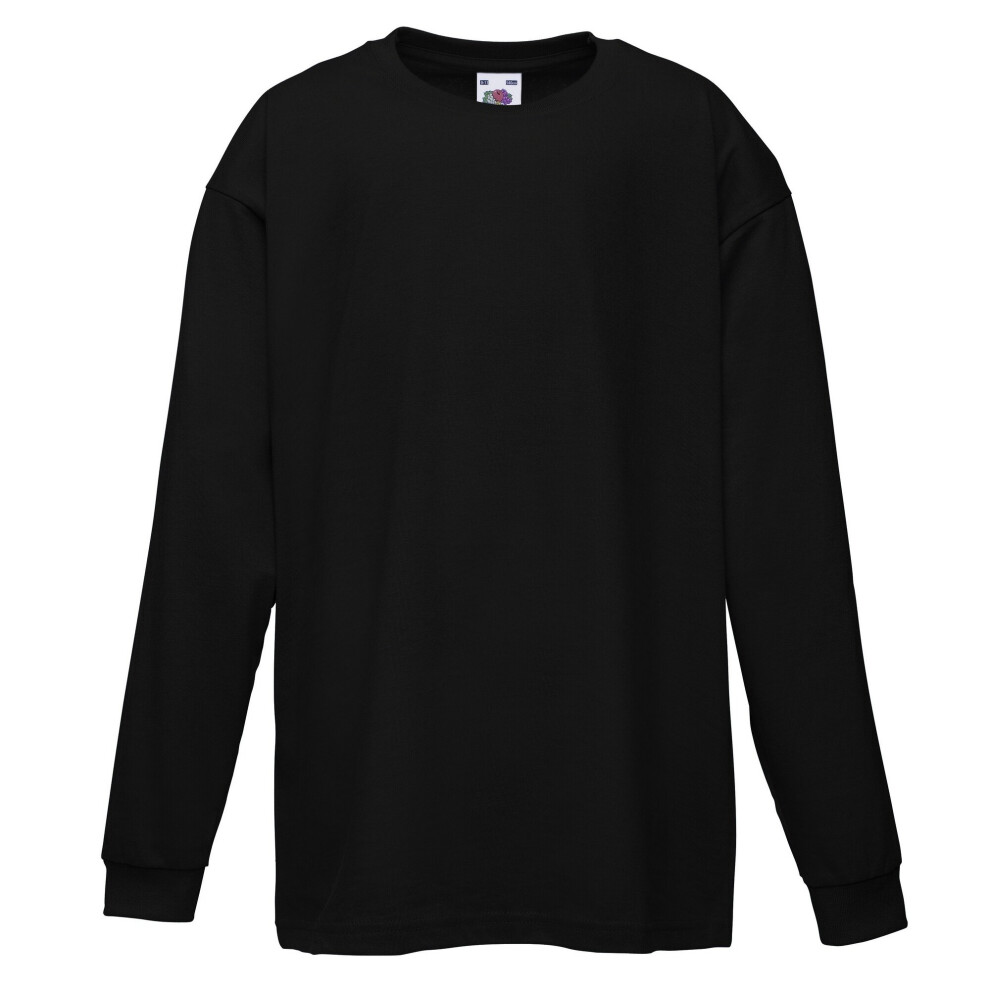 Fruit Of The Loom (7-8, Black) Childrens/Kids Long Sleeve T-Shirt (Pack Of 2)